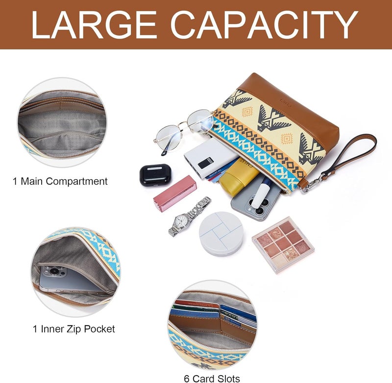 CLUCI محفظة معصم للنساء بسعة كبيرة حقيبة جلدية رفيعة للسفر حاملة بطاقات الائتمان منظم هاتف - Image 4